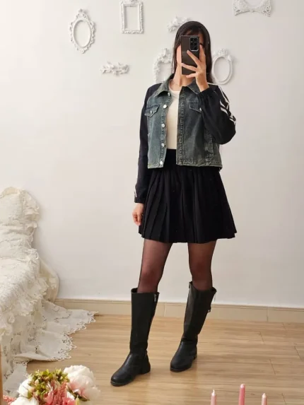 کت طرح جین دو رنگ